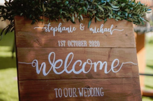 wooden signage - rustic wedding